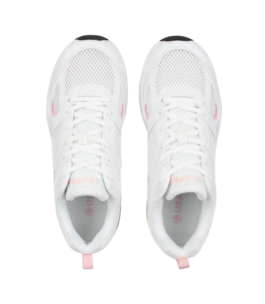 Womens/ladies Pro Mira Synthetic Leather Trainers White Pink USA Pro-3