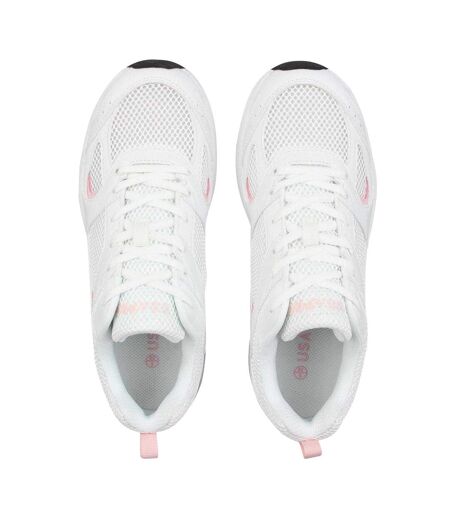 Womens/ladies Pro Mira Synthetic Leather Trainers White Pink USA Pro