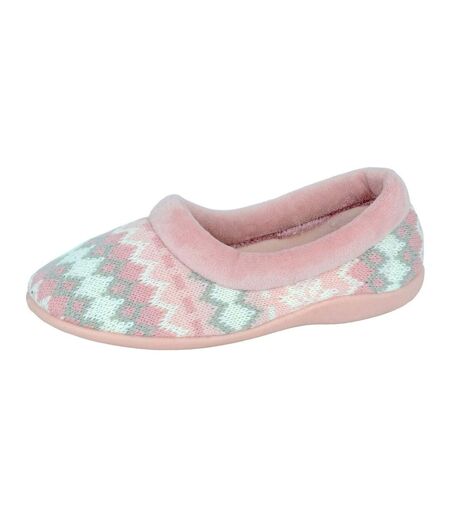 Chaussons Motif/style Tricoté Janine Femme Rose Sleepers
