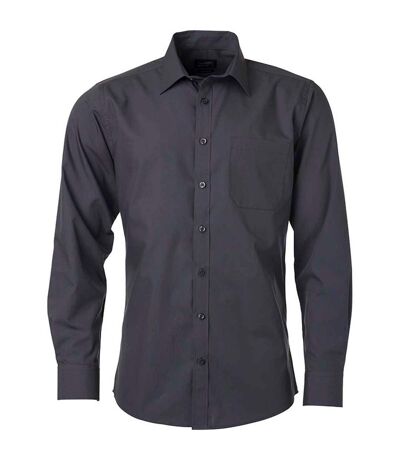 chemise popeline manches longues - JN678 - homme - gris carbone