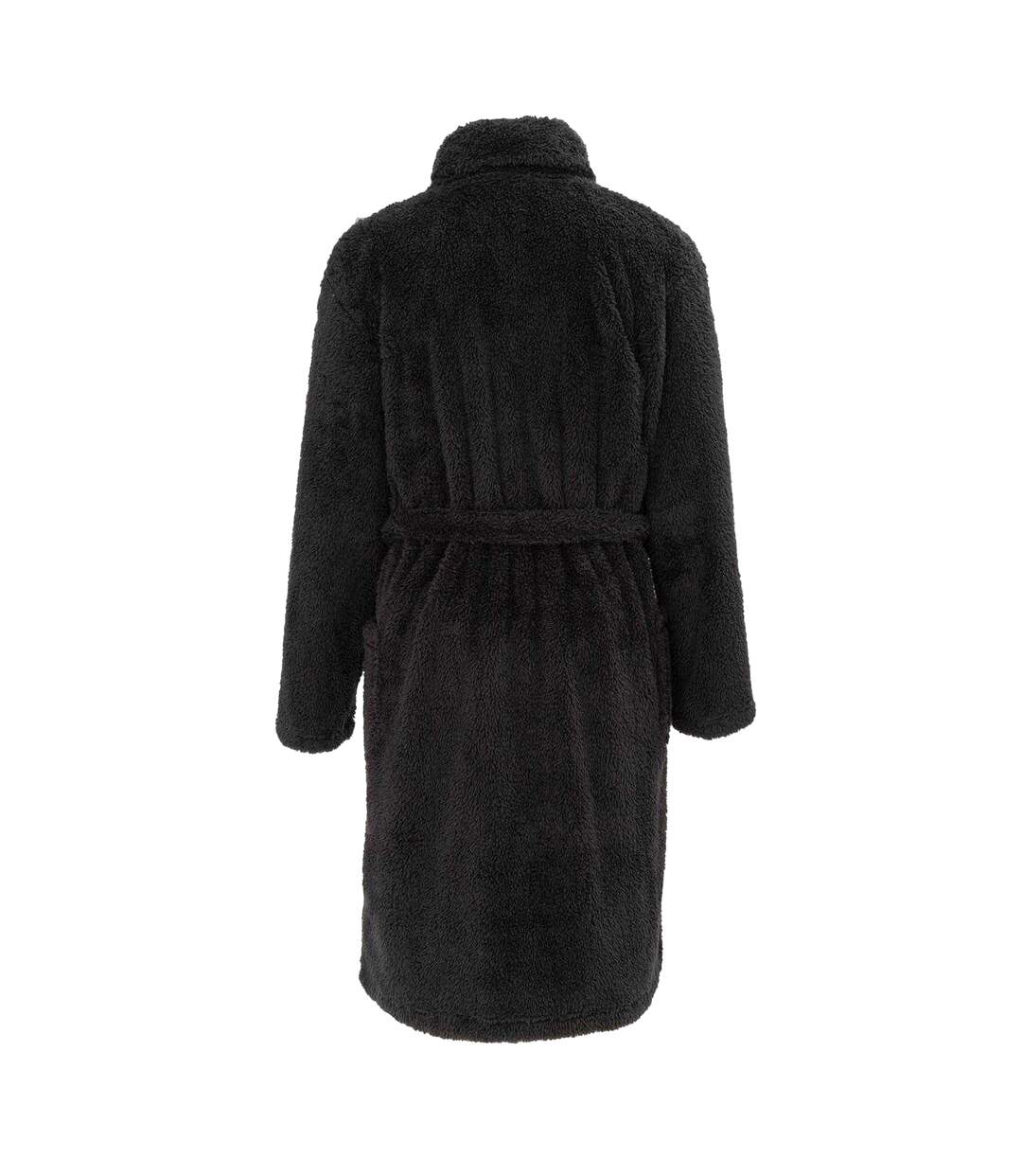 Mens Plush Fleece Long-sleeved Robe Black Howick-2