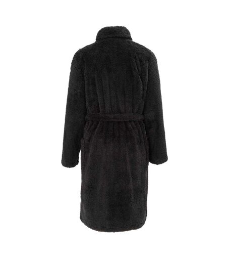 Mens Plush Fleece Long-sleeved Robe Black Howick