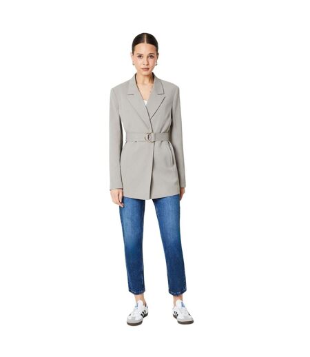 Womens/ladies d-ring double breasted coat taupe Dorothy Perkins