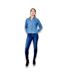 Chemise manches longues en jean femme  jean délavé coupe courte et ajustée