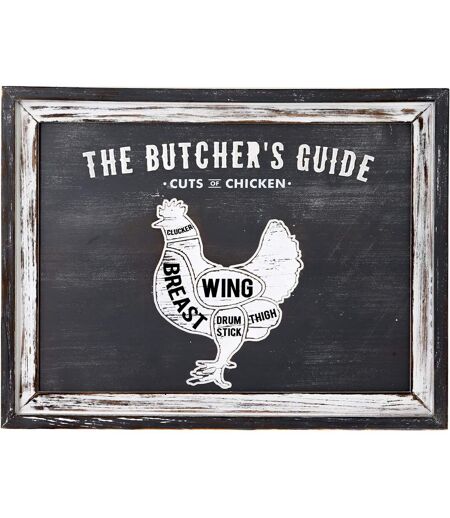 Butchers cuts chicken plaque 45cm x 3cm x 58cm white/grey Hill Interiors