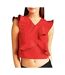 Top Rouge Femme Guess Ruffle - M