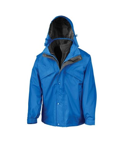 Mens zip and clip waterproof 3 in 1 jacket royal blue/black Result