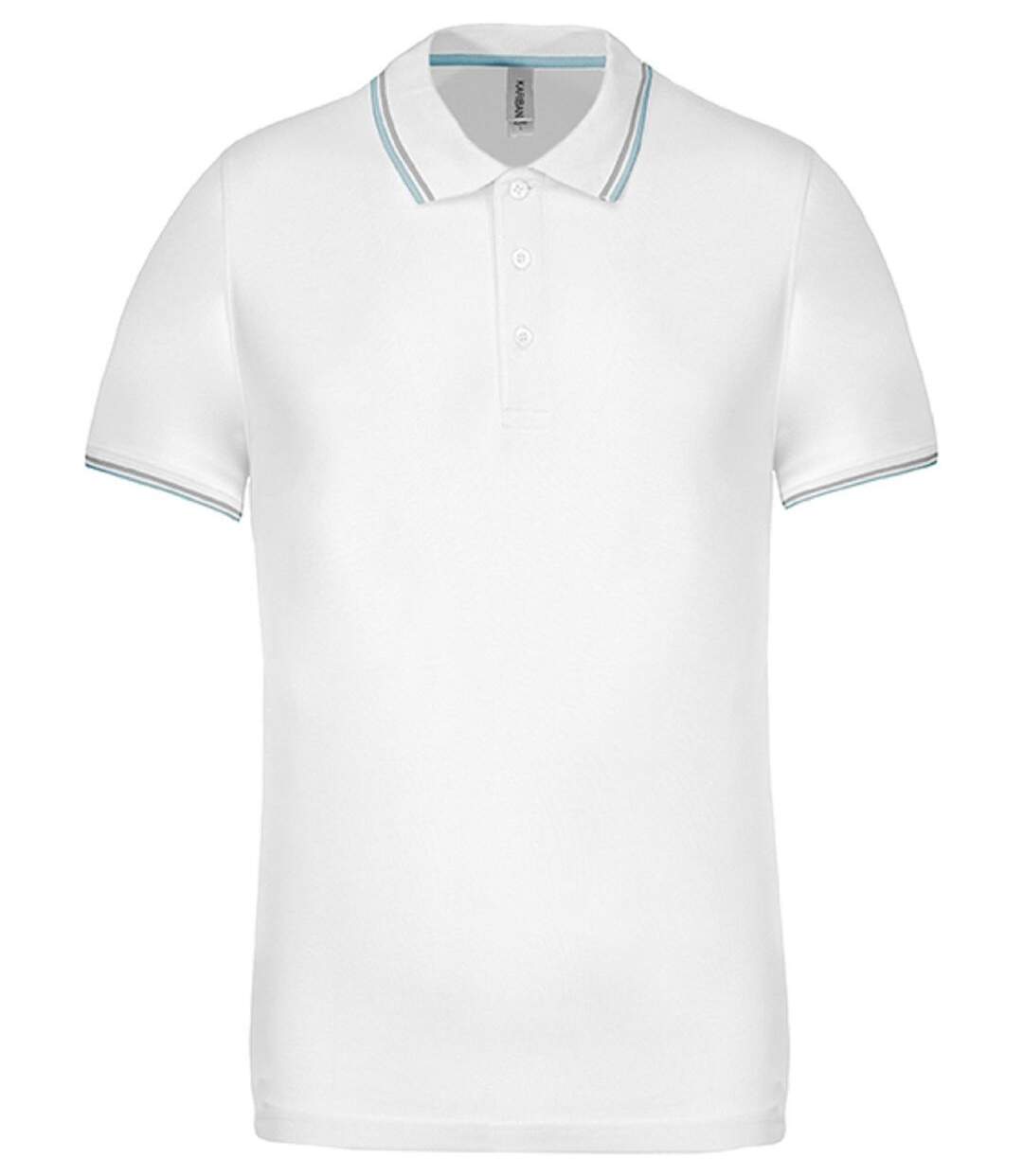 Polo bandes contrastées homme - K250 - blanc sky-grey manches courtes