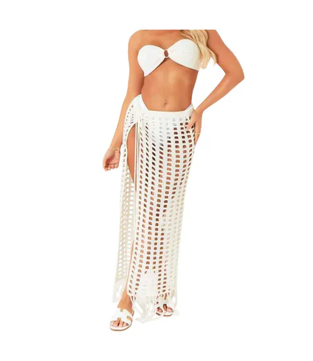 Jupe Longue Femme Crème Missy Empire