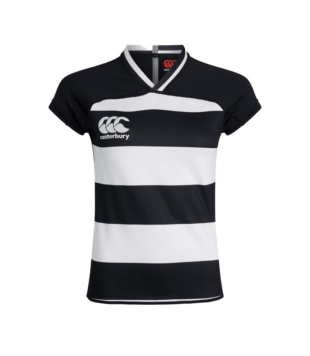 Womens/ladies Evader Hooped Vapodri Jersey Black Canterbury-2