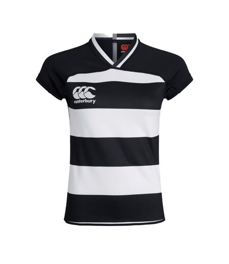 Womens/ladies Evader Hooped Vapodri Jersey Black Canterbury