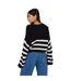 Womens/ladies Striped Cropped Jumper Black Brave Soul-3