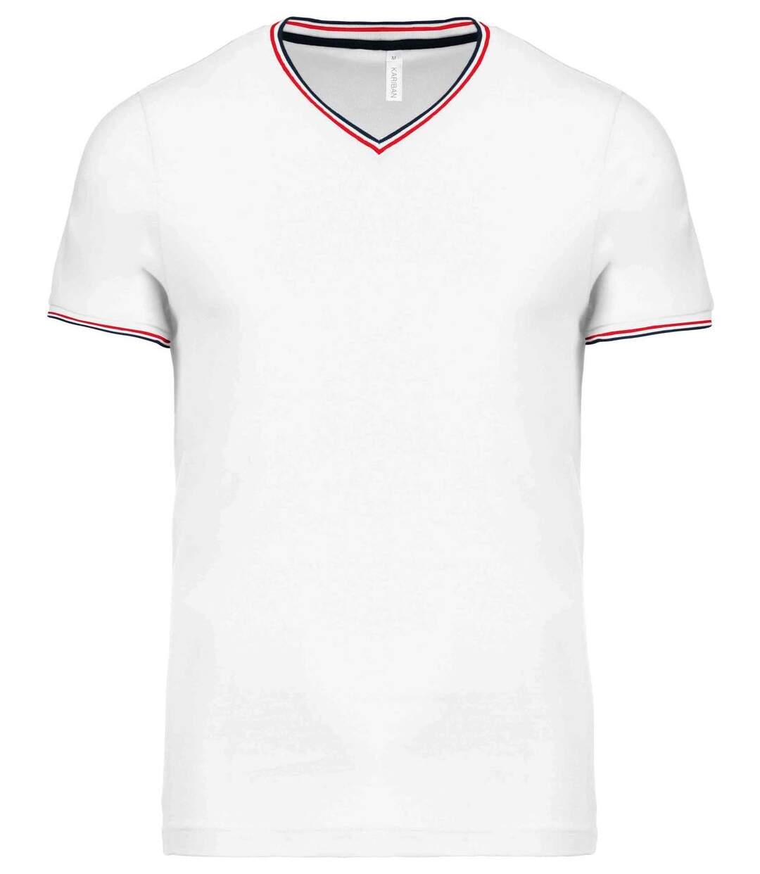 T-shirt manches courtes coton piqué col V K374 - blanc - homme