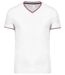 T-shirt manches courtes coton piqué col V K374 - blanc - homme