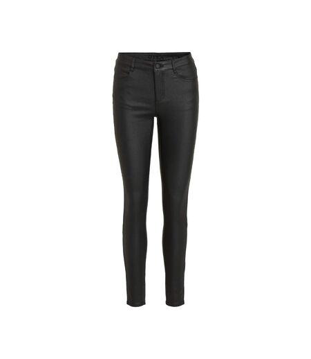 Pantalon Noir Enduit Femme Vila Commit Coated - L