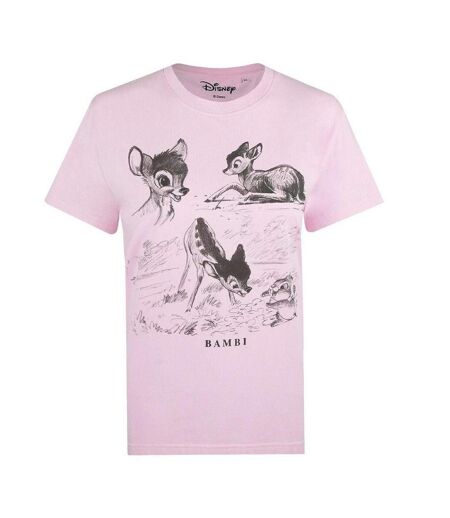 T-Shirt rose femme disney bambi & thumper nature