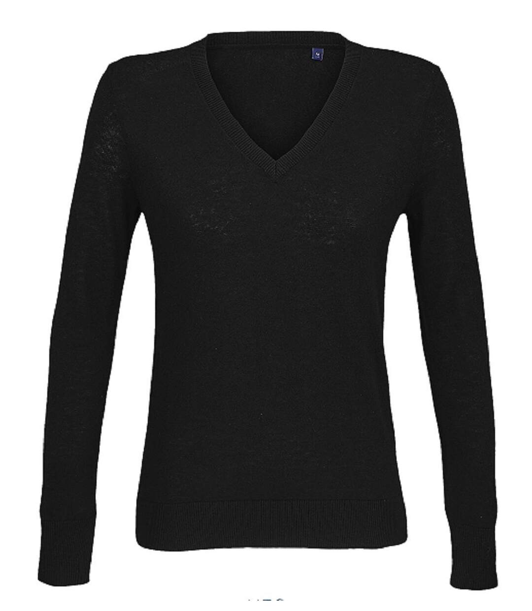 Pull laine merinos col V - Femme - 03988 - noir