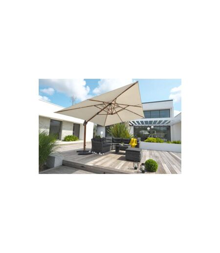 Parasol Déporté Imitation Bois Sevilla 400cm Gris
