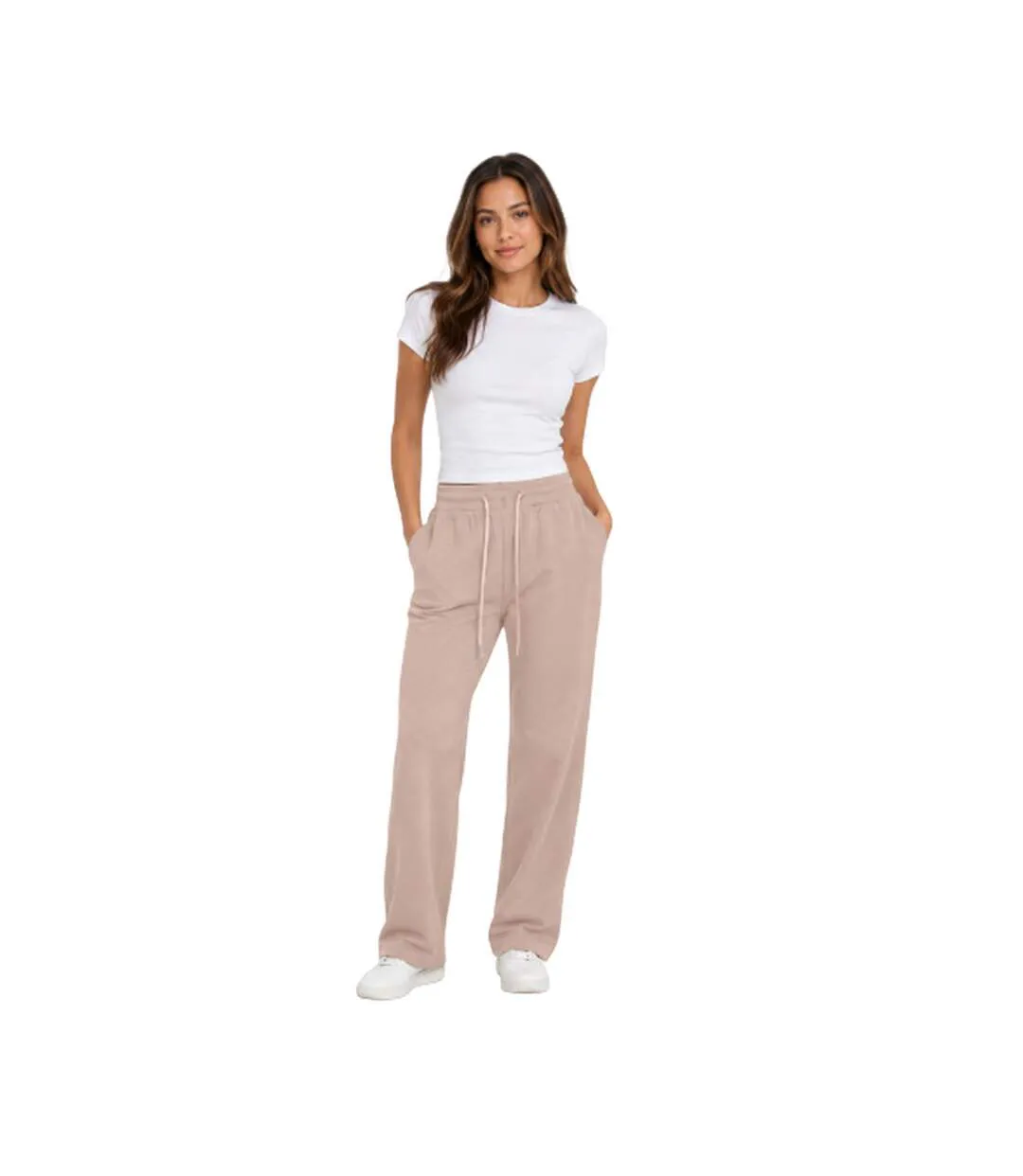 Womens/ladies Ribbed Wide Leg Sweatpants Mocha I Saw It First-1