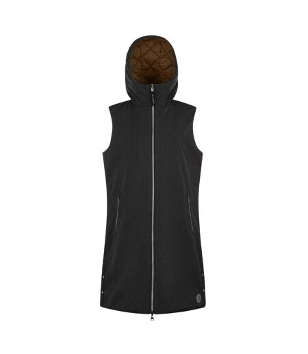 Womens/ladies Hooded Reversible Gilet Black Museum