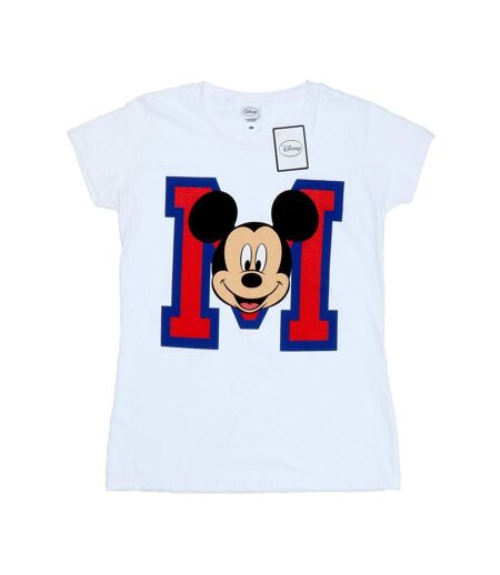 Disney Femme/Les femmes Mickey Mouse M Face Cotton T-Shirt (Blanc) - UTBI30901