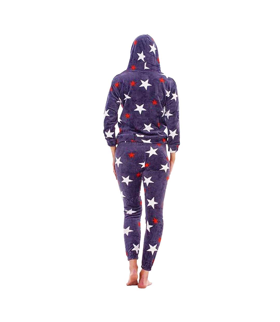 Ensemble De Pyjama Long Motif/style Étoile Femme Gris Blanc Rouge Keanu-2