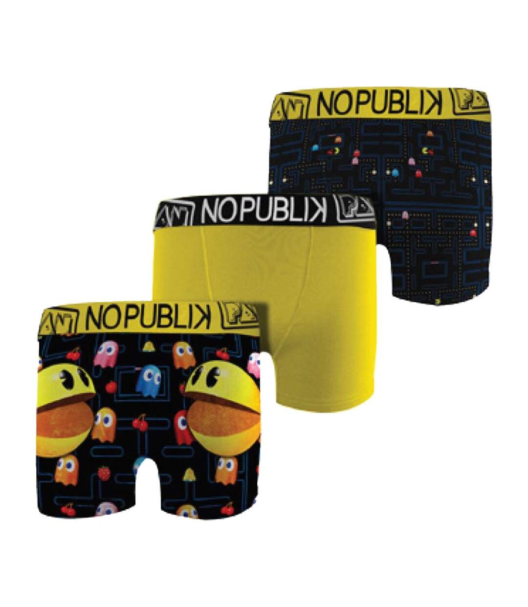 Boxer No Publik Featuring Pacman Homme Confort et Fantaisie en Coton -Assortiment modèles photos selon arrivages- Pack de 3 Boxers Asst4 en Microfibre-1