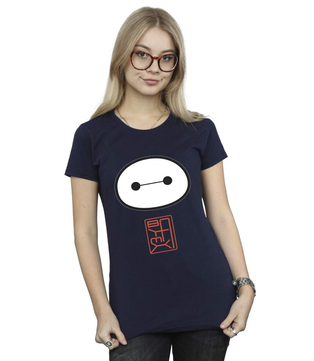 Disney - T-shirt BIG HERO BAYMAX ICON - Femme (Bleu marine) - UTBI13179-2