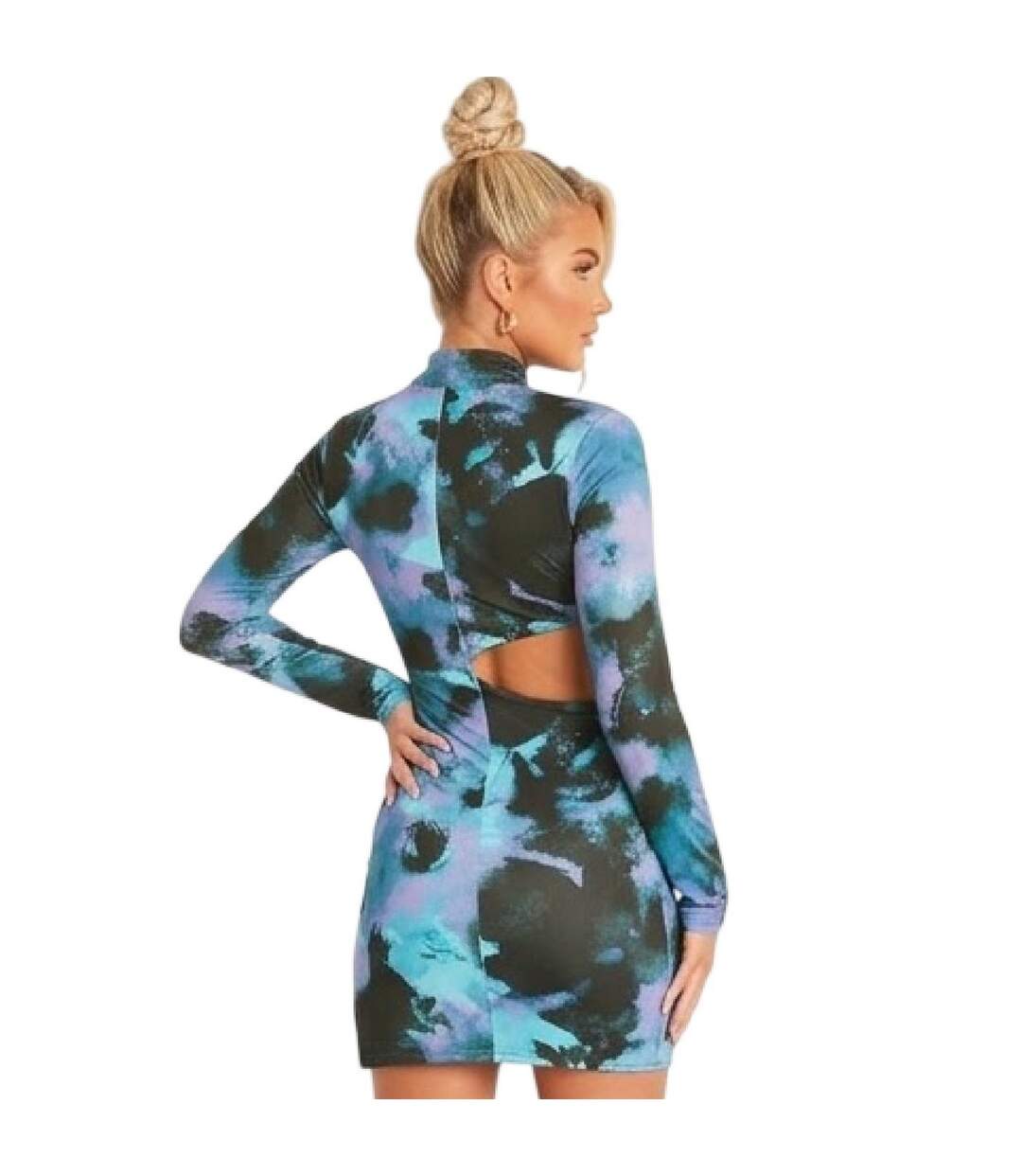 Robe Courte Slinky Femme Bleu Missy Empire-3