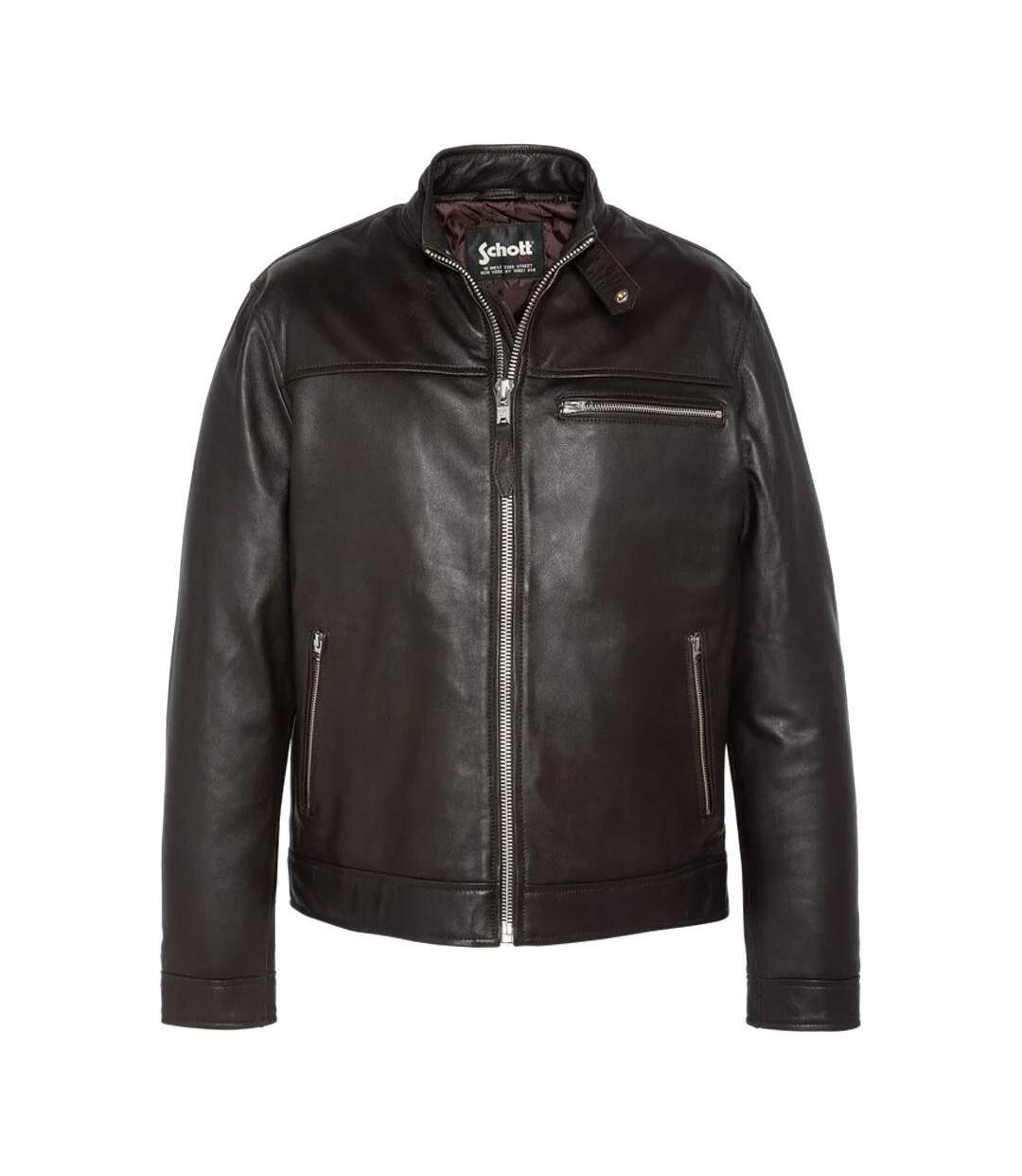 Blouson en cuir marron homme schott william - l-1