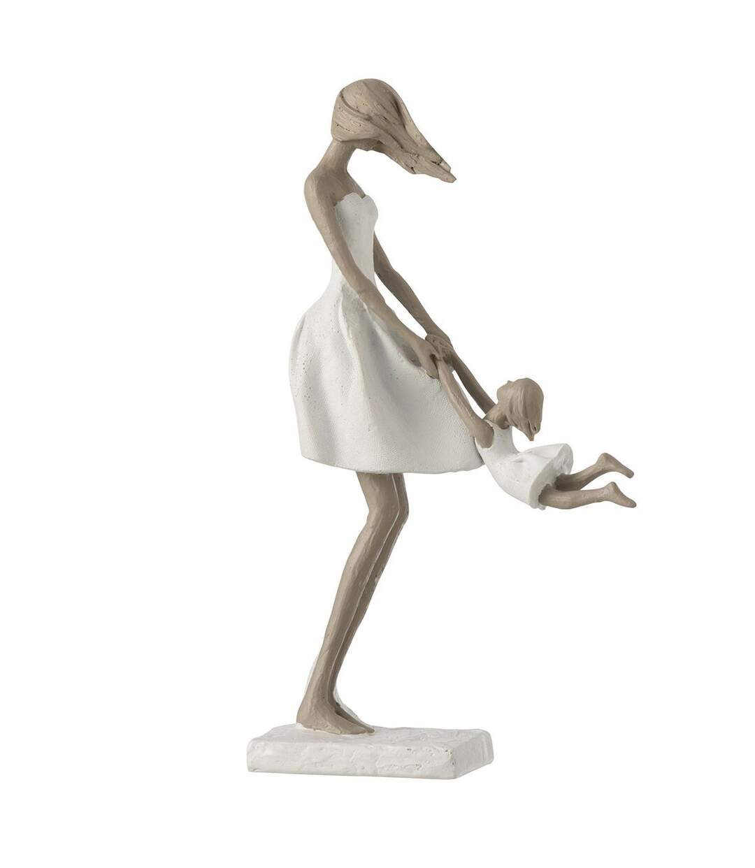 Statuette Déco Mère avec sa Fille 31cm Blanc-1