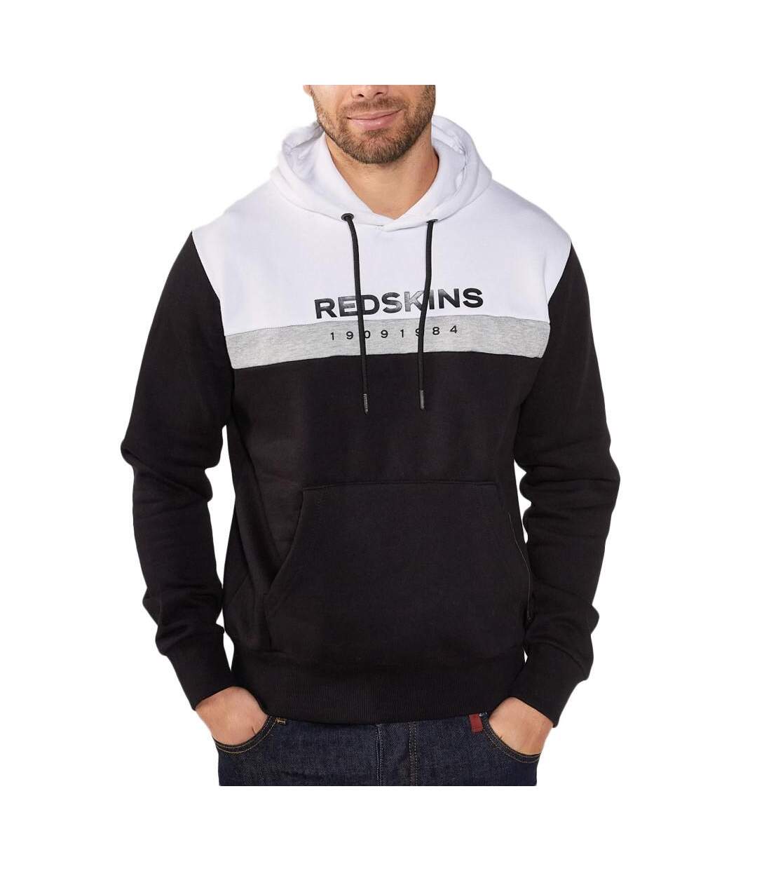 Sweat à capuche noir homme redskins berguson - l-1