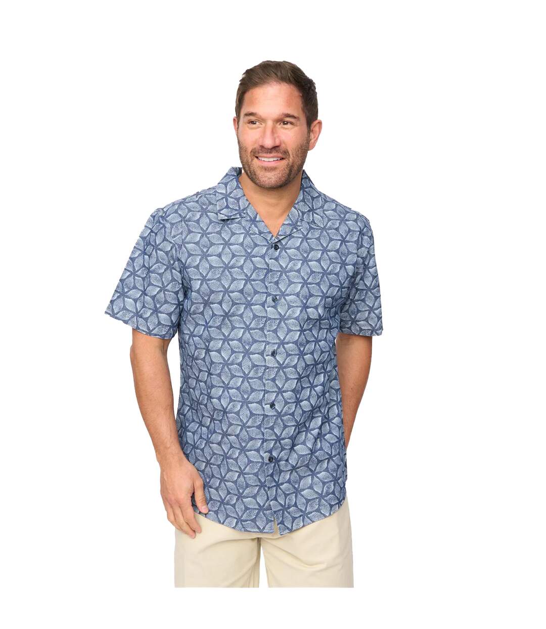 Chemise Manches Courtes Caladium Homme Bleu Imprimé Bewley & Ritch-4