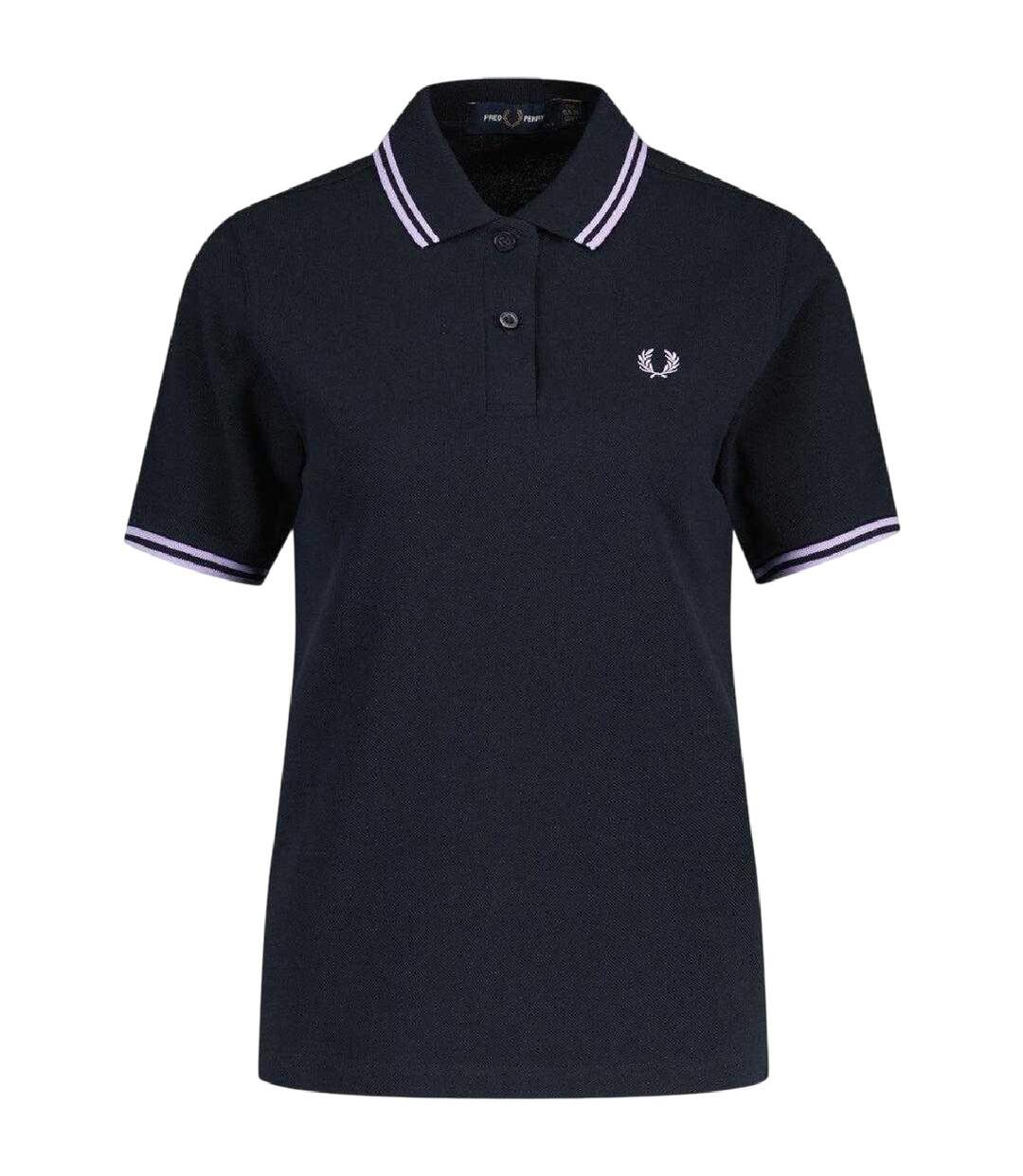 Polo Motif/style Col À Double Rayure Retro Femme Bleu Marine Fred Perry-1
