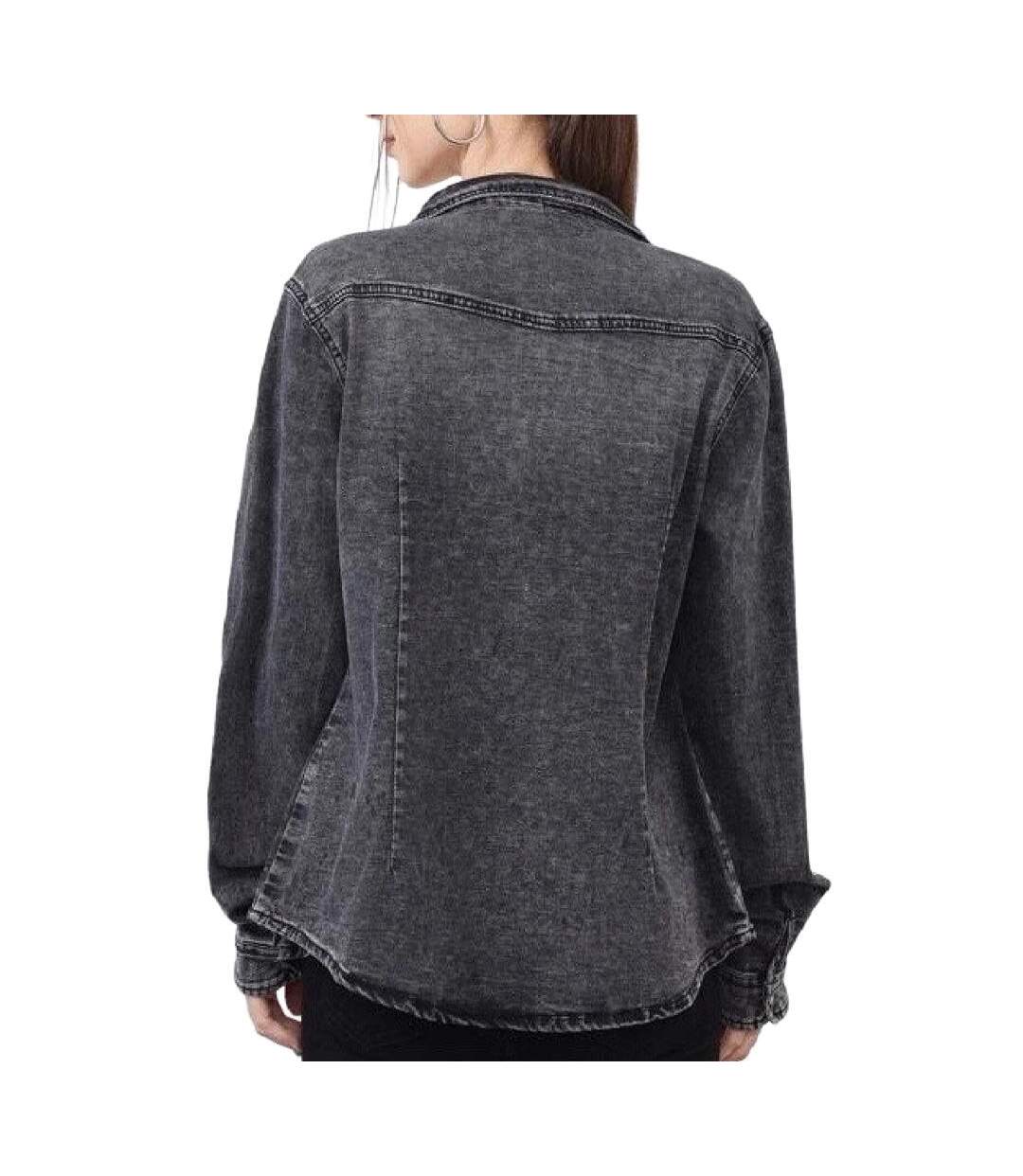 Chemise en jean noir femme monday premium bleach 1-2