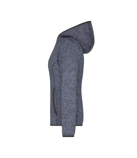 Sweat À Capuche Femme Noir Bleu Denim Chiné James And Nicholson