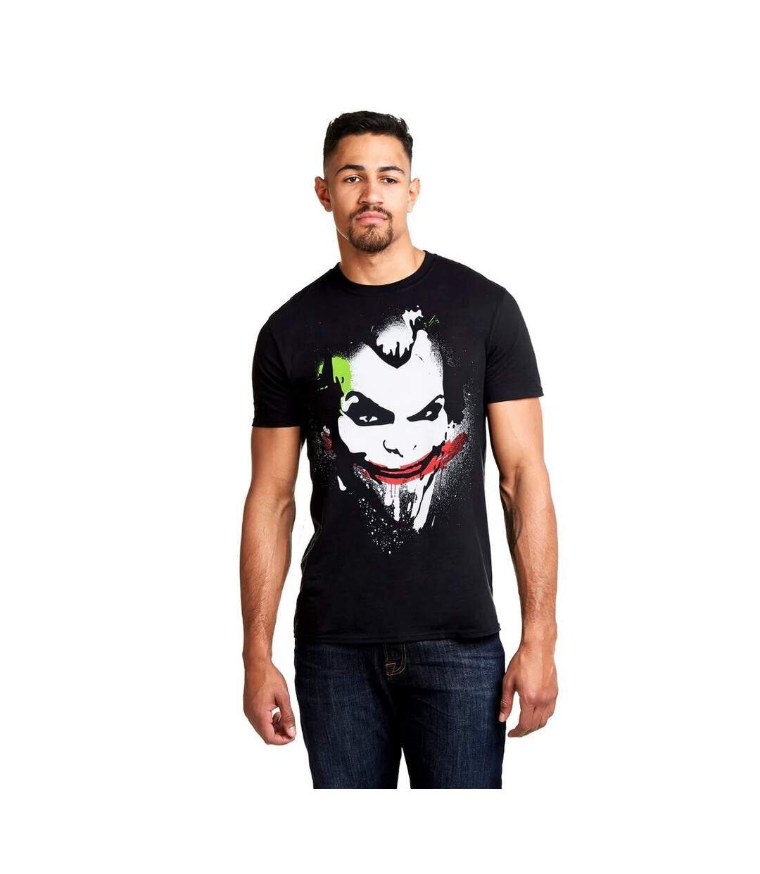 The Joker T-shirt en coton avec visage pour homme (Noir/Blanc/Rouge) - UTTV916