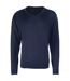 Premier Mens Knitted Cotton Acrylic V Neck Sweatshirt (Navy) - UTPC6849