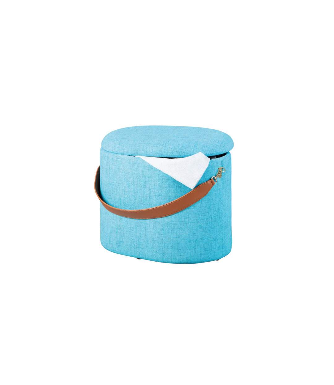 Pouf de Rangement à Anse Dumont 42cm Turquoise-2