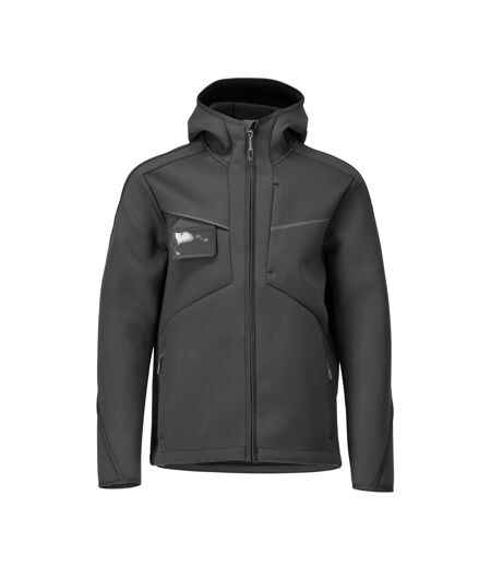 Mens Customised Stretch Hooded Soft Shell Jacket Black Mascot