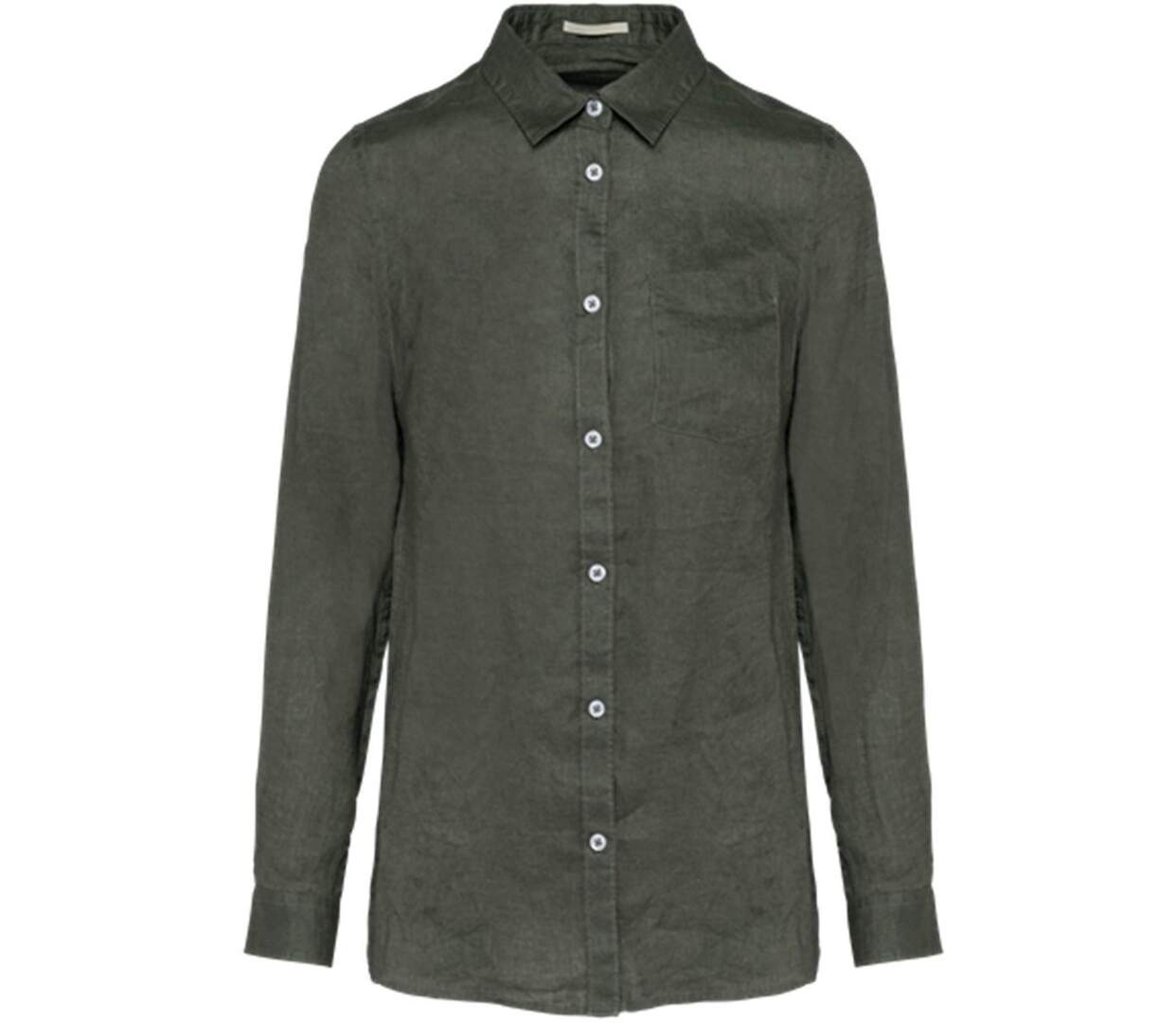Chemise en lin - Femme - PATS505 - vert kaki-1