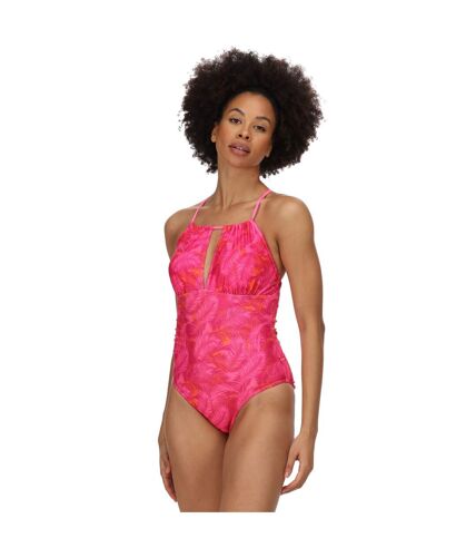 Womens/ladies halliday one piece swimsuit pink fushion Regatta