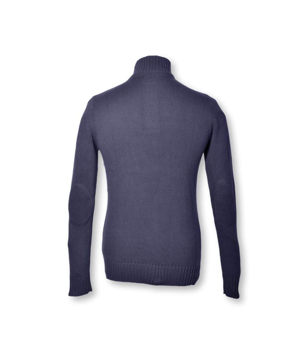 Pull homme manches longues col montant couleur bleu-2