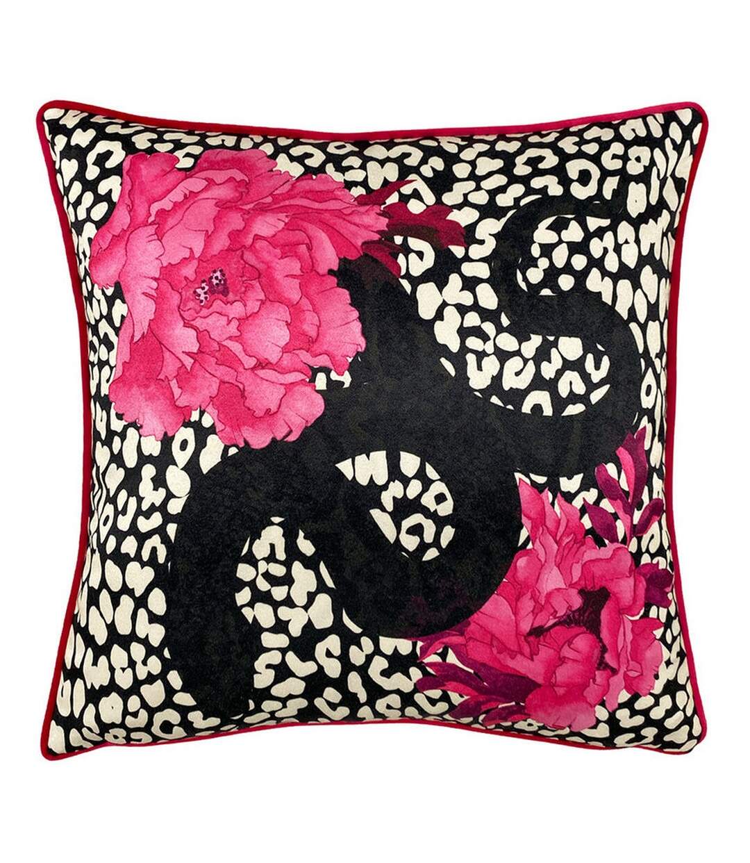 Serpentine animal print cushion cover one size pink/charcoal Furn-1