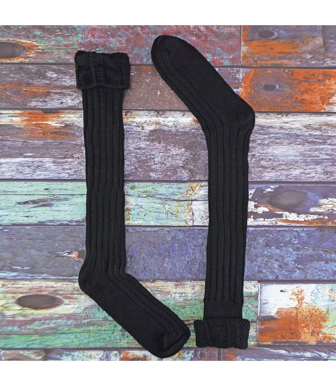 1 Pack Mens Wool Long Knee High Cream Kilt Socks-3