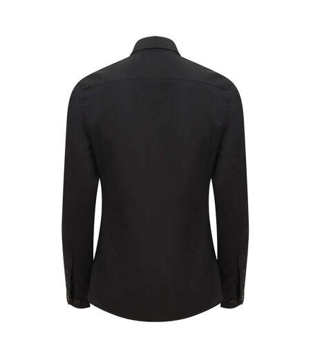 Henbury Womens/Ladies Modern Long Sleeve Oxford Shirt (Black) - UTPC3833