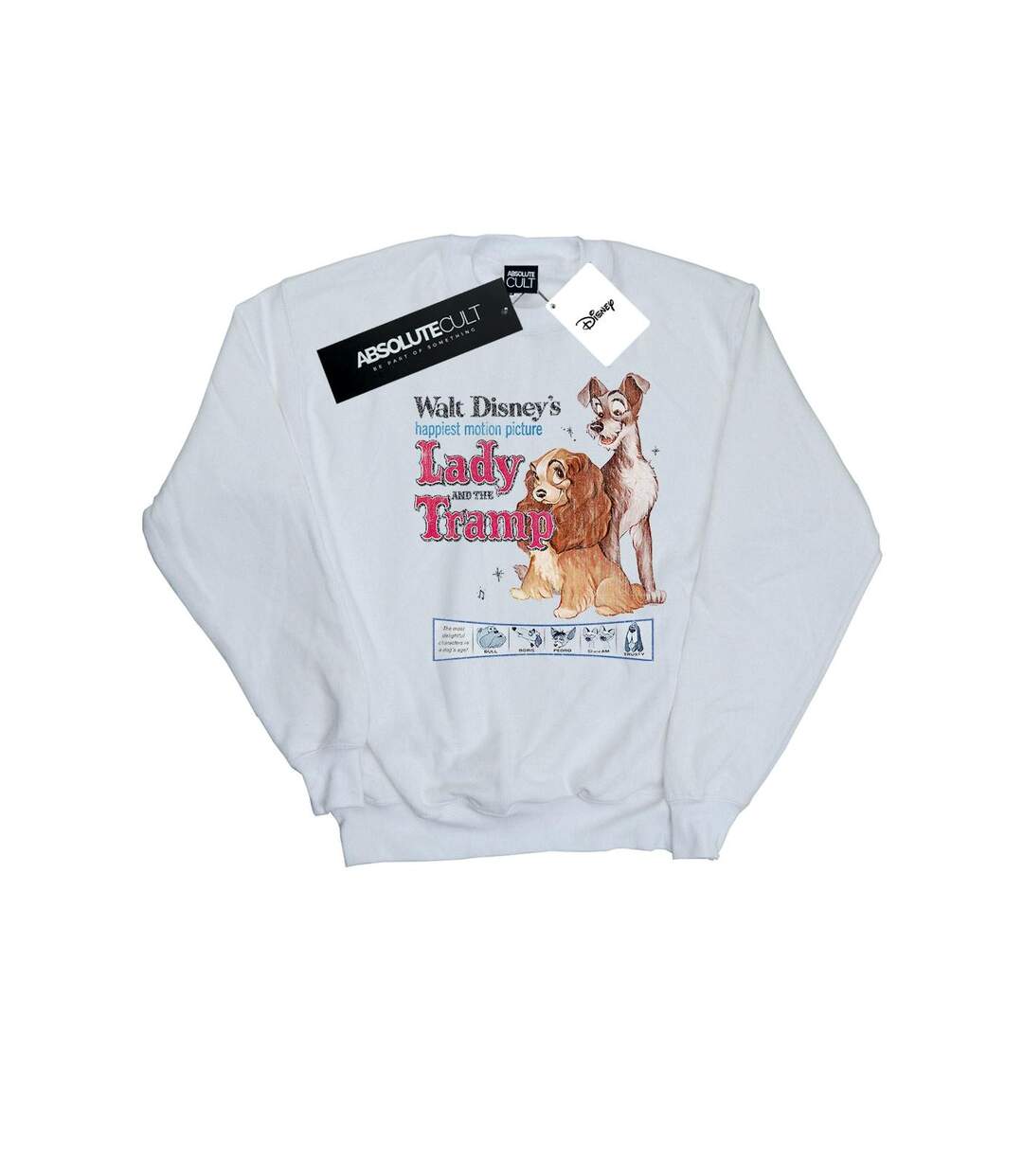 Disney - Sweat LADY AND THE TRAMP DISTRESSED CLASSIC POSTER - Femme (Blanc) - UTBI14006-1