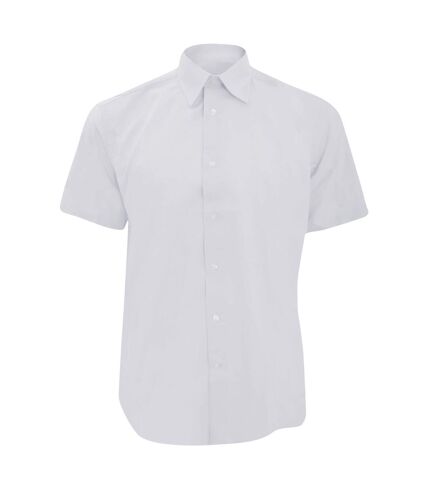 Russell Collection Mens Short Sleeve Easy Care Tailored Oxford Shirt (White)