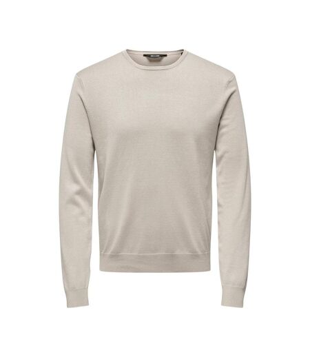 Pull beige homme only & sons life crew knit