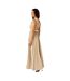 Robe Longue 1 Épaule Mariage Femme Beige Doré Biba-3